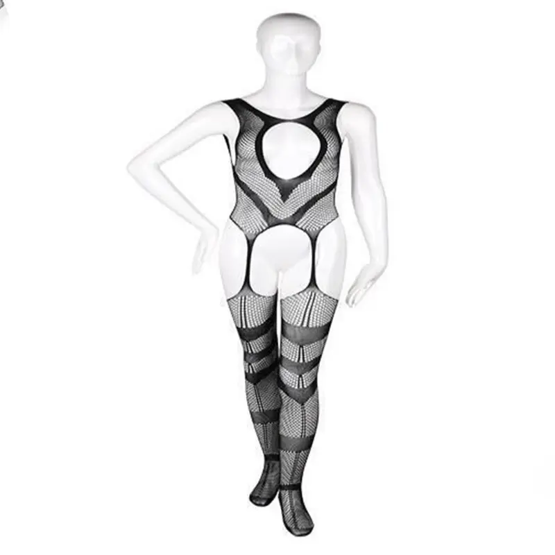 Mens Ultra-thin Black Erotic Lingerie Sexy Sleepwear Homme Transparent Mesh Lace See Through Vest Stockings Tights Onesie