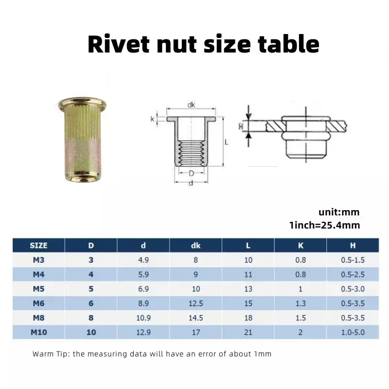 Rivet Nut Tool Hand Rivet Nut Gun Head  Simple Installation Manual Riveter Rivnut Tool Accessory for Nuts M3 M4 M5 M6 M8 M10