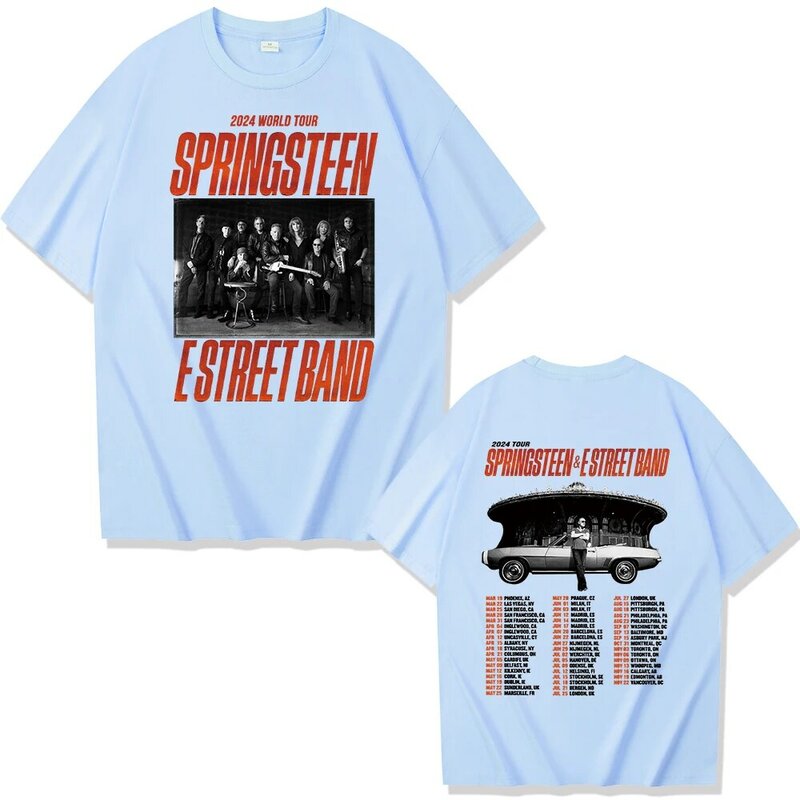 Camiseta de Bruce Spring Steen y E Street Tour para mujer y hombre, Camisetas estampadas, ropa de calle de gran tamaño, Harajuku, 2024