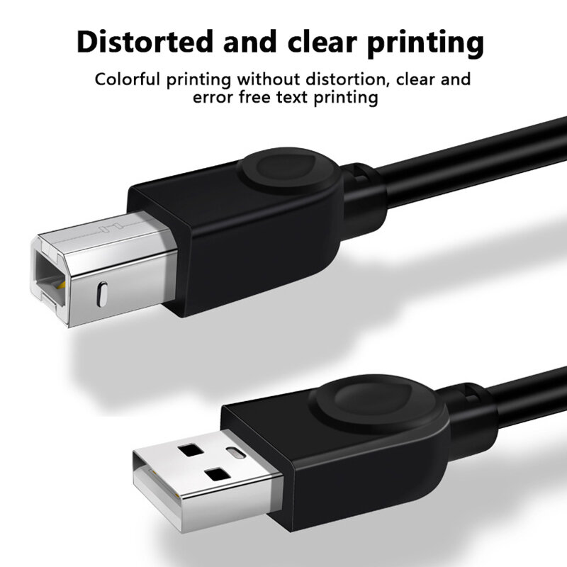 High Speed Printer Lead A to B Long Black Shielded Tool Data Line, USB 2.0, 1.5m, 3m