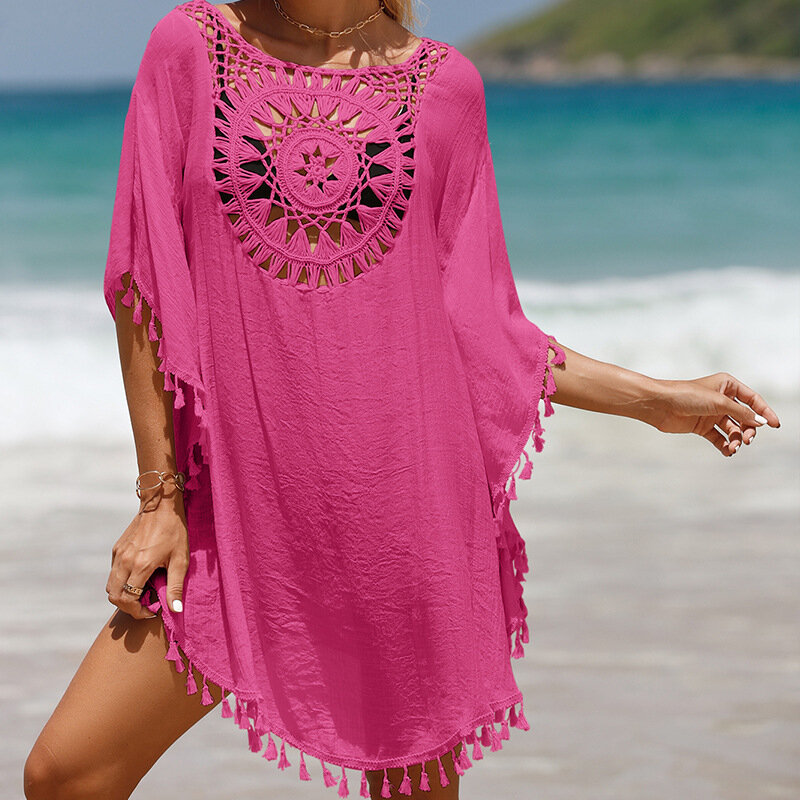 2024, однотонная пляжная юбка в стиле пэчворк с крючком для защиты от солнца, короткая Сексуальная Пляжная накидка