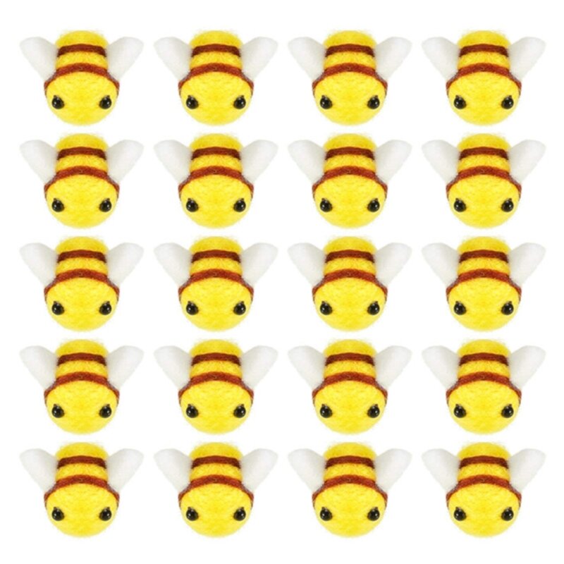 20 pçs kits artesanato abelha não tecido ornamento árvore bonito bumble abelha massa para casa decoração