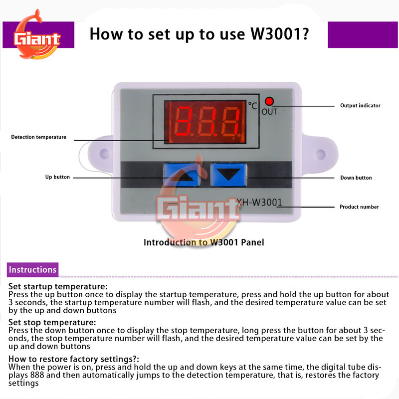XH-W3001 digitaler Temperatur regler Thermostat intelligente elektronische Temperatur regelung Schalter Digital anzeige 12/24/220