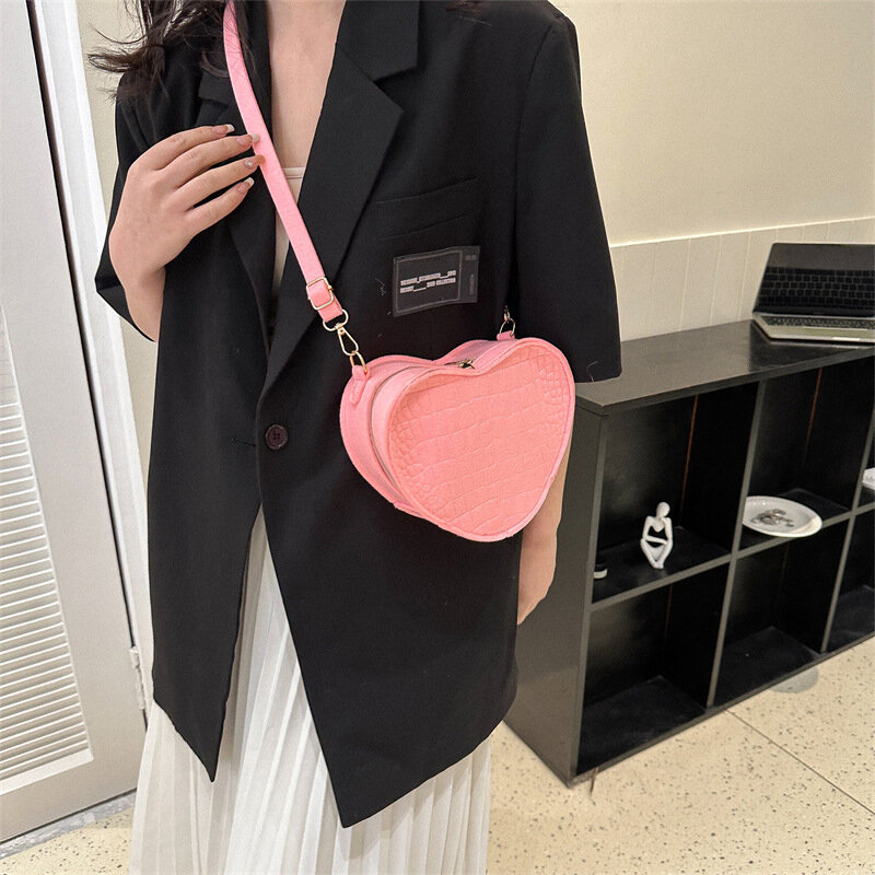 Fashion Simple And Cute Cross Shoulder Retro Candy Color Love Bag Women's Trend
