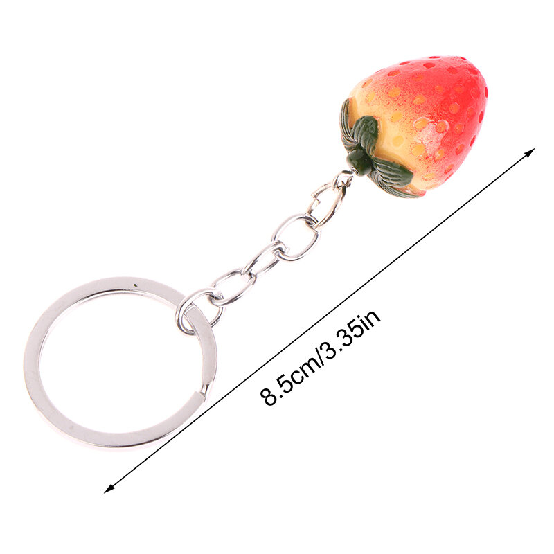 1Pc Creatieve Cartoon Aardbei Hanger Sleutelhanger Voor Vrouwen Meisje Sieraden Schattig Fruit Auto Sleutelhanger Portemonnee Bedels