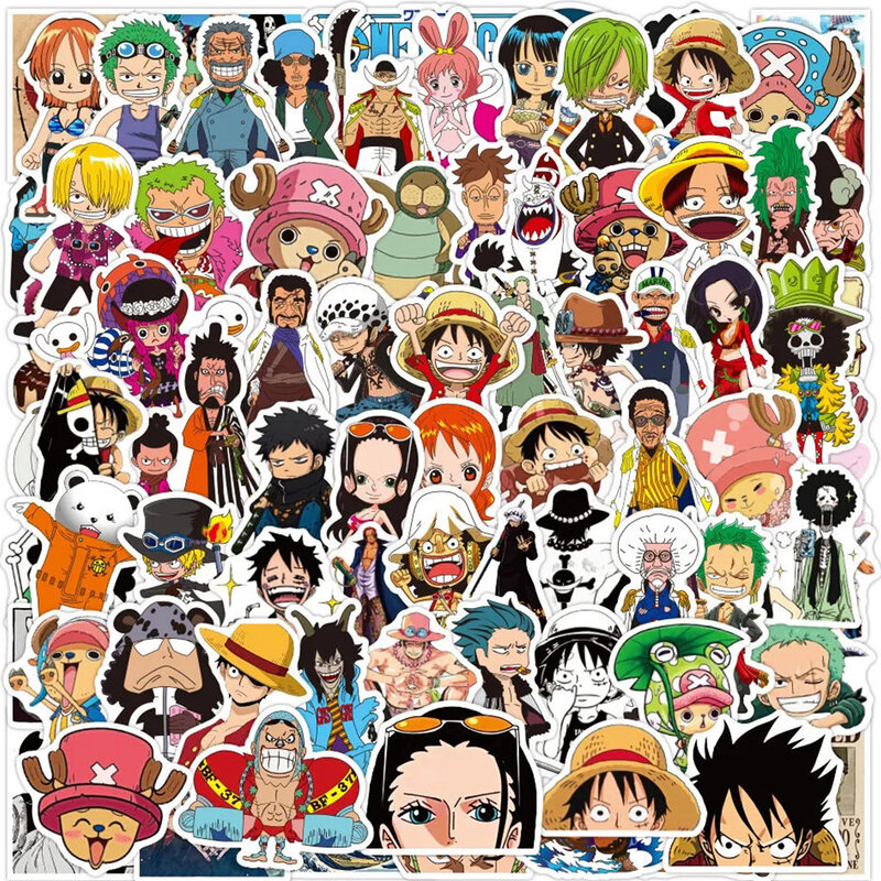 Autocollants vintage One Piece Anime pour enfants, jouet bricolage, ordinateur portable, planche à roulettes, voiture, décalcomanies de décoration de dessin animé Kawaii, 48 pièces, 50 pièces, 80 pièces, 100 pièces