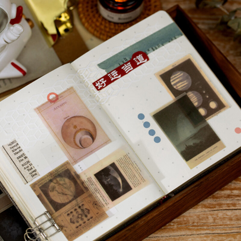 Álbum de recortes de Material Vintage decorado con cuentas hechas a mano, cuaderno DIY, papel de respaldo de revista, arte Vintage, 10 estilos