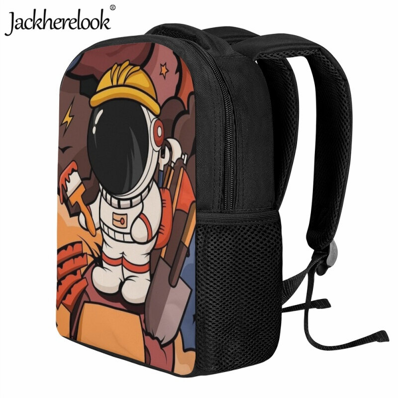 Jackherelook Cartoon Spaceman Design School Bag for Kindergarten Kids 12Inch Book Bags Children's New Practical Travel Backpack