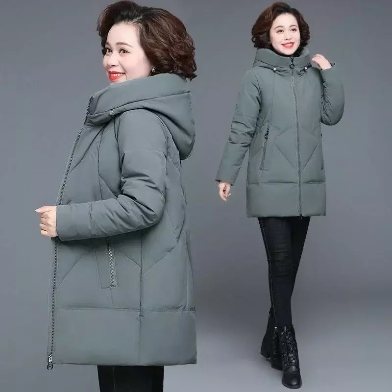 Mantel musim dingin Parka wanita, jaket Luaran hangat longgar tahan angin, mantel Parka bertudung panjang katun baru 2023
