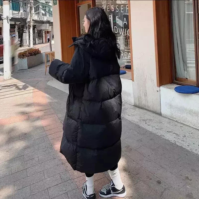 Doudoune longue en coton pour femme, veste d'hiver, plume coréenne, 2023