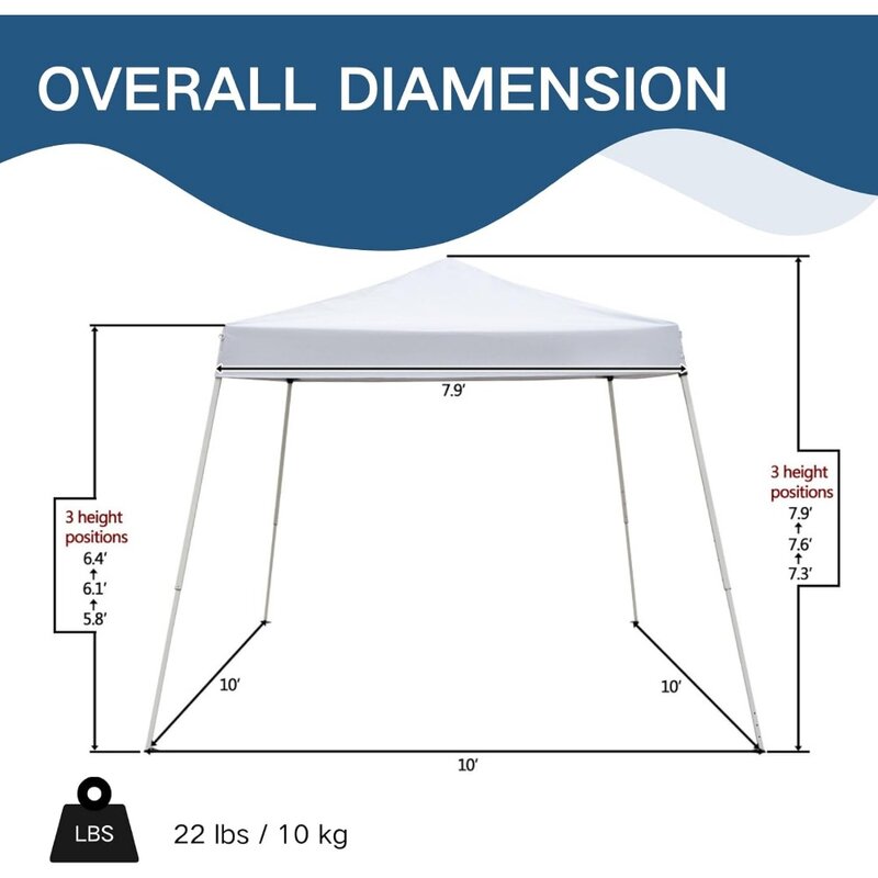 10'x10 'Pop-up kommerzielles Instant-Pavillon-Zelt, wasserdichtes und UV-Schutz-Überdachung szelt mit schrägen Beinen für Party hochzeiten