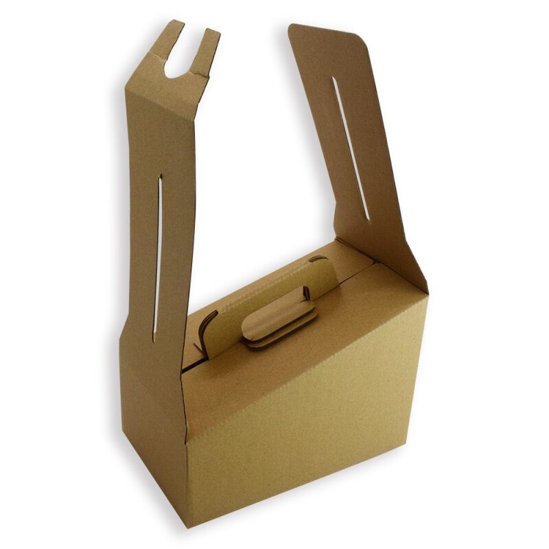 Customized productDisposable Beverage Server Custom Printing Kraft Paper Handle Coffee To Go Box Container Coffee Takeout Carton