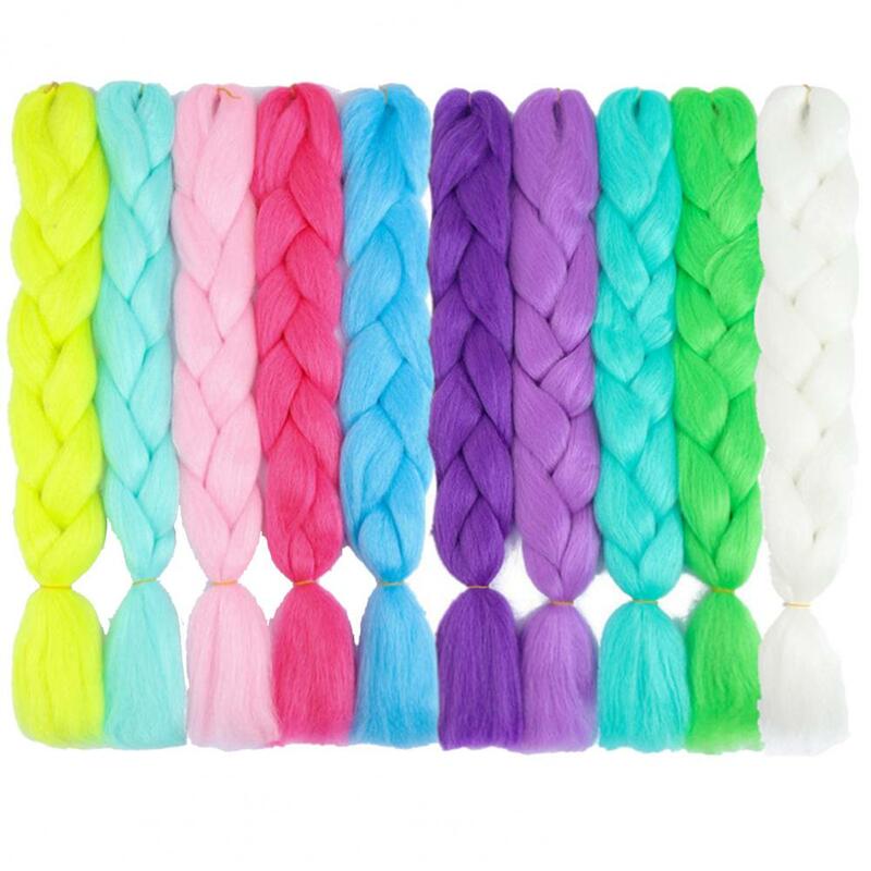 1pc Fluorescent Colorful Braiding Hair Flashing Glowing Braiding Hair Role Play Jumbo Braid Ponytail Wig Night Club Party Braids
