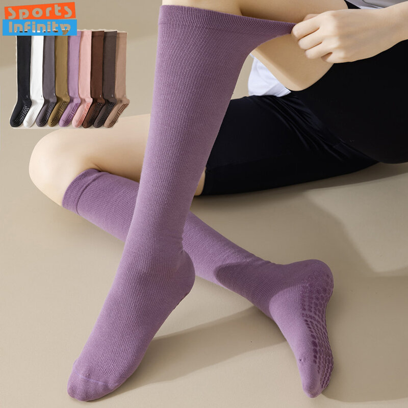 Meias de compressão antiderrapante de silicone profissional para mulheres, meias de algodão, meias para Pilates, ioga, piso, academia, fitness, esportes