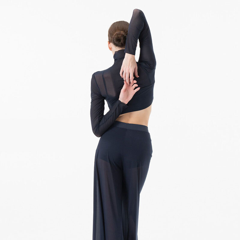 Tops de malha e calças de dança moderna para mulheres, roupa lírica contemporânea, roupa clássica elegante do desempenho