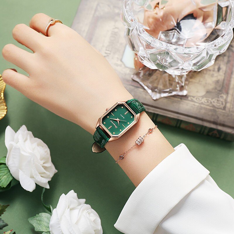 นาฬิกาผู้หญิงวินเทจนาฬิกาหน้าปัดทรงสี่เหลี่ยมสายเหมาะสำหรับเป็นของขวัญนาฬิกาข้อมือผู้หญิงยี่ห้อ Feminino Zegarek Damski