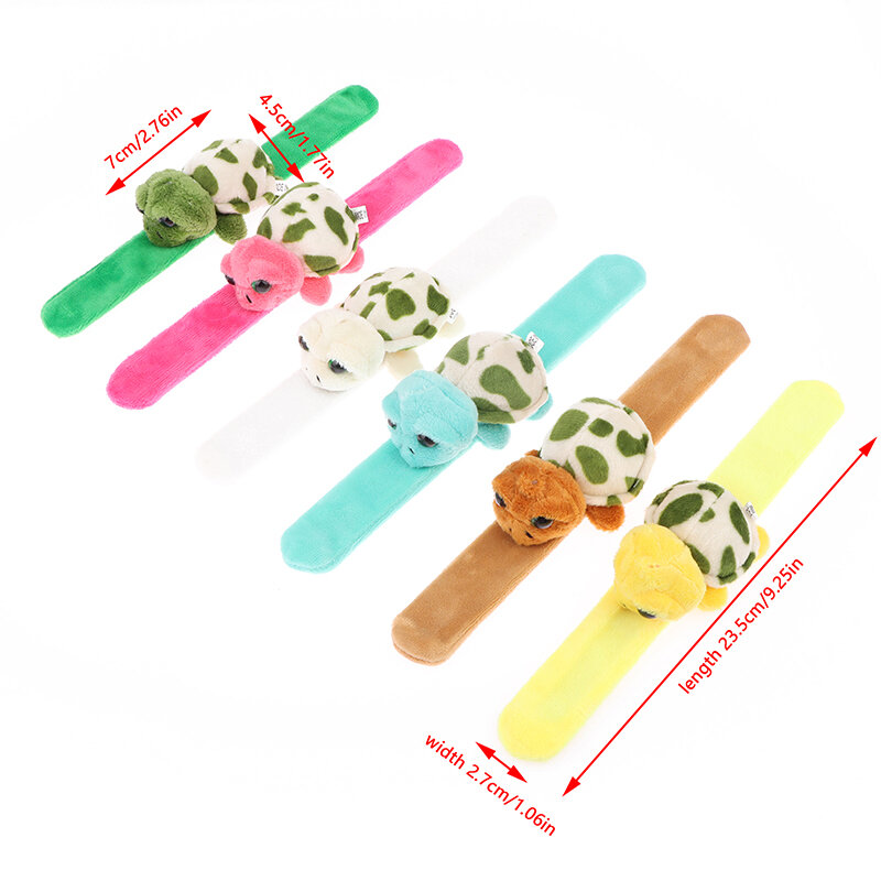 Plush Turtle Slap Bracelet for Kids, Cute Turtle Wristband, Slap Rings, Toy, Party Favor, Birthday Gifts
