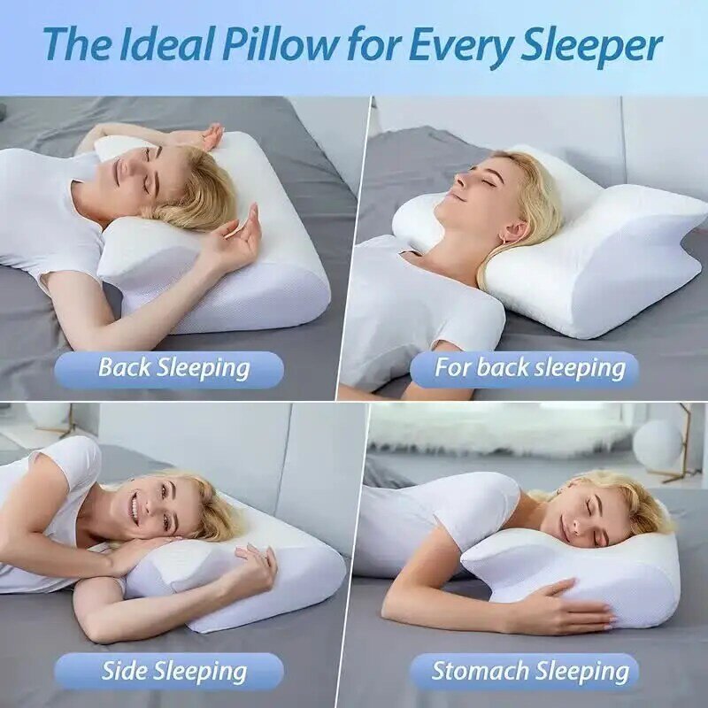 Bantal tidur kupu-kupu, tempat tidur memori lambat melebar nyaman busa memori bantal tidur serviks ortopedi pijat leher