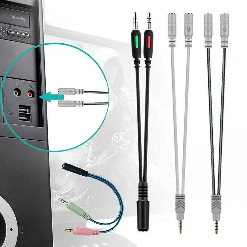 Удлинительный кабель для наушников, 3,5 мм, для стереозвука и наушников, 3,5 мм, адаптер для аудиомикрофона с 2-сторонней вилкой для наушников