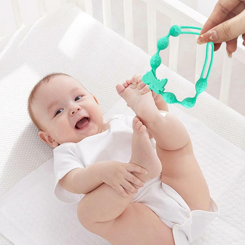 Braccialetto da masticare in Silicone braccialetto per dentizione massaggiagengive braccialetto per neonato regolabile in Silicone masticabile per uso alimentare per lenire