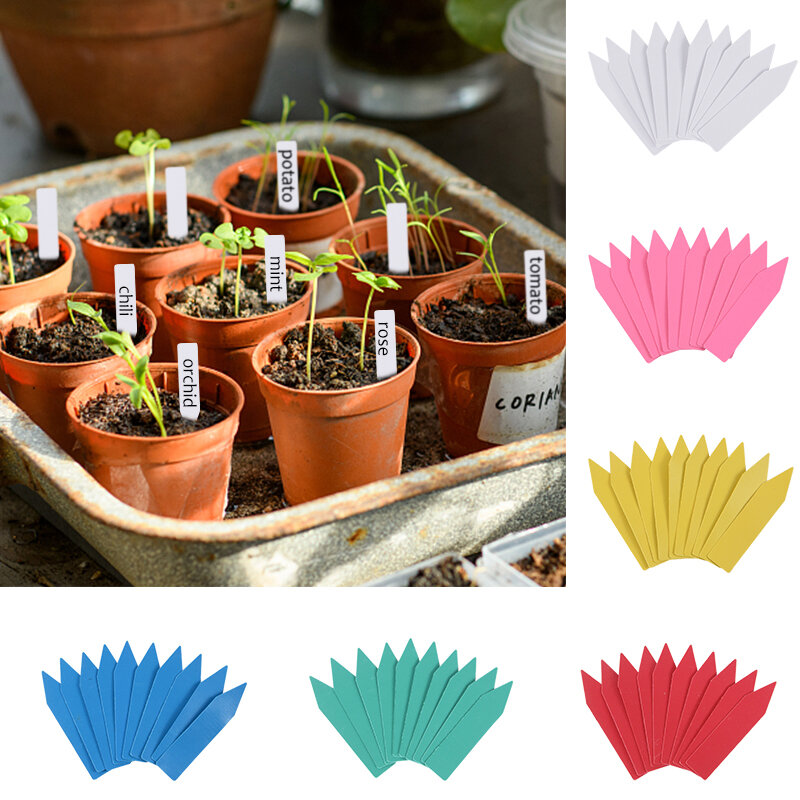 100/200Pcs Colorful Plant Labels Garden Plant Flower Pot Accessories PVC Plastic Tags Nursery Markers Label Tray Mark DIY Tool