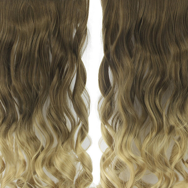Grampo sintético longo na extensão do cabelo, peruca resistente ao calor, ondulado natural, 60cm, 8T25