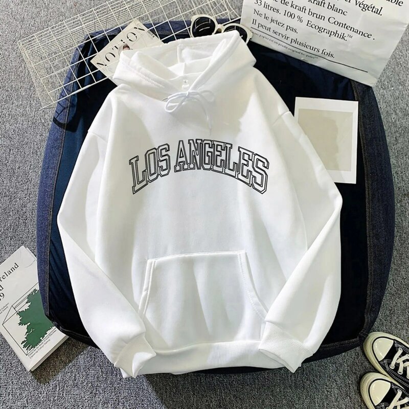 Hot Sale Warm Oversize Los Angeles Printing Women Sweatshirt 2023 Autumn Winter Style Loose High Quality Hoodies Letter Hooded