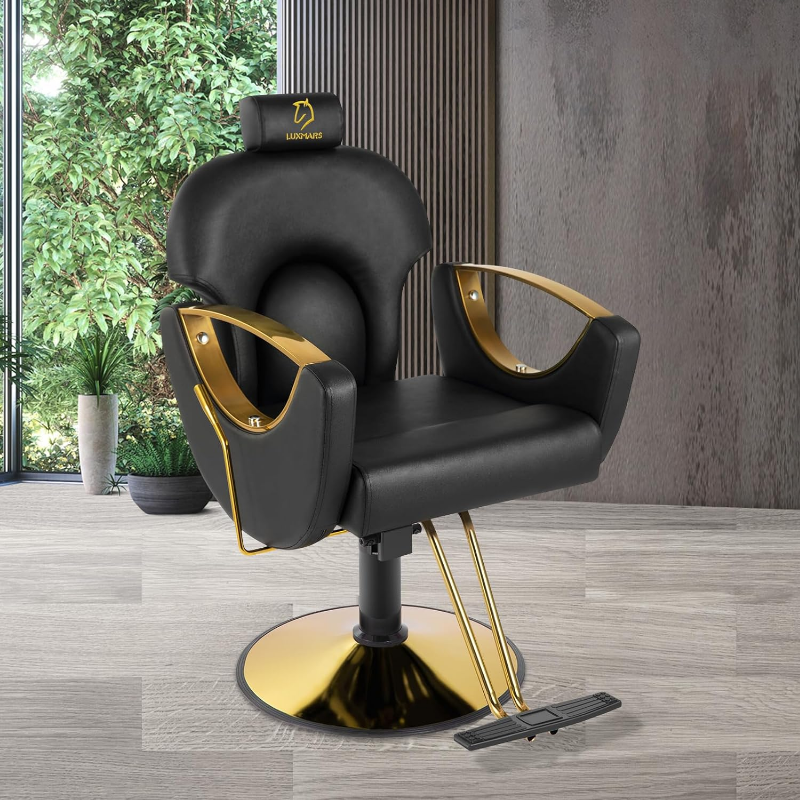 LUXMARS hydrauliczny fotel fryzjerski, krzesło do salonu 360 stopni połączenie obrotowe fotel do stylizacji włosów, regulowana wysokość fryzjer tatuaż