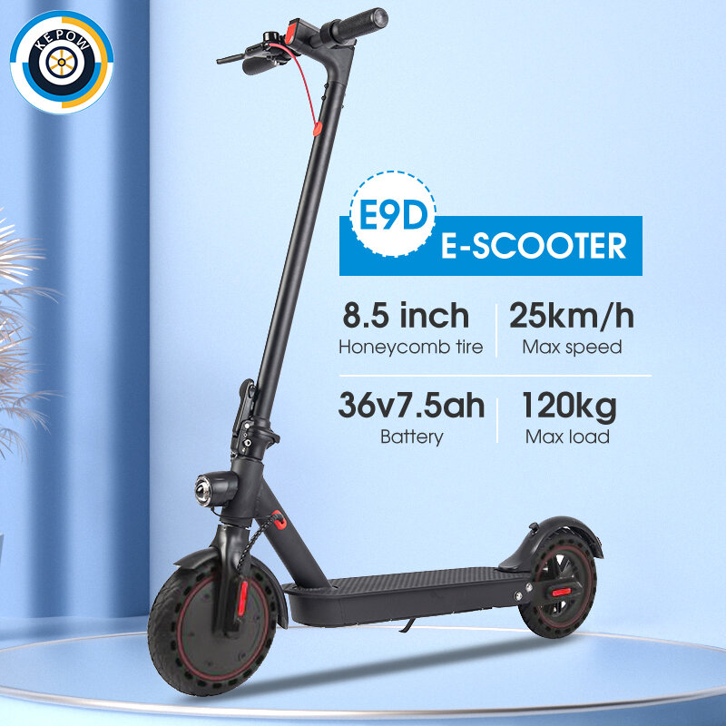 Kepow-e9d scooter elétrico para adulto, motor 350w, pneus de 8, 5 polegadas, dobrável, 8,5 ah, bateria, app, estoque da UE
