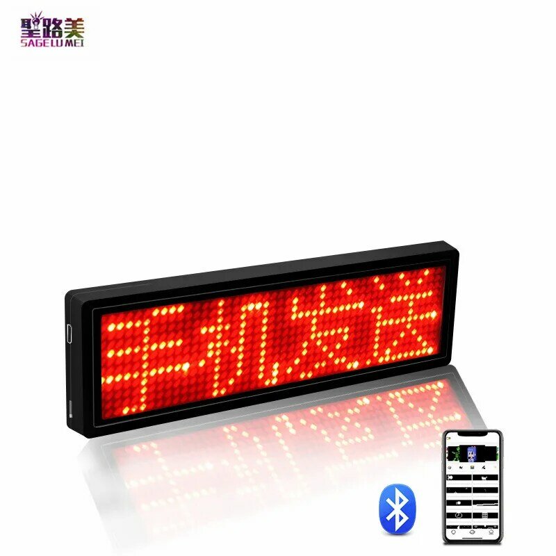 Distintivo LED digitale Bluetooth ricaricabile messaggio a scorrimento programmabile fai da te Mini Tag nome LED 15 Display lingue modulo Badge