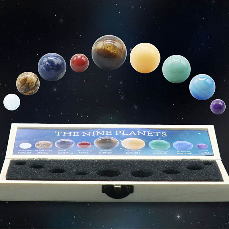 Moda naturalny kryształ kamień słońce System 9 planeta piłka słoneczna skała kwarcowy uzdrowienie Reiki Chakra energia kula Galaxy Model prezent