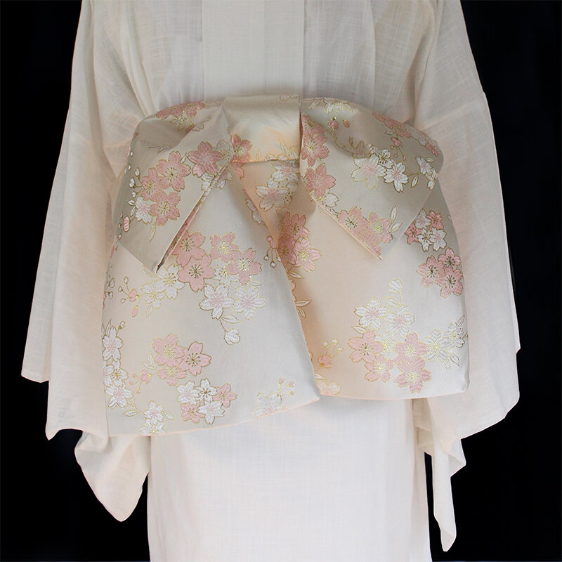 Kimono Wanita Obi Yukata Aksesoris Brokat Satin Anyaman Emas Ikat Pinggang Pita