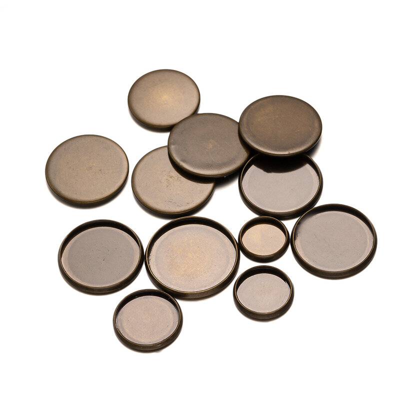 20pcs Round Cabochon Base Antique Bronze Blank Tray Bezel Settings for DIY Jewelry Making Supplies Accessories Materials Crafts