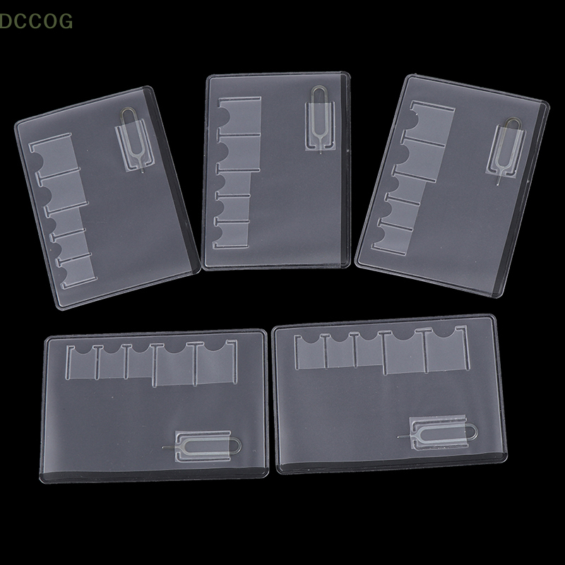 Titular do cartão de memória transparente universal, Protector Case portátil, 6 Sim Card Holder, 5pcs