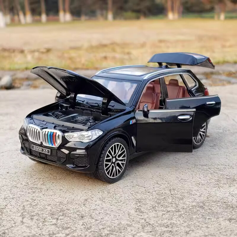 Brinquedo de carro modelo de liga para crianças, 1:32, BMW X5 SUV, dietas, puxar, som e luz, veículo, A31