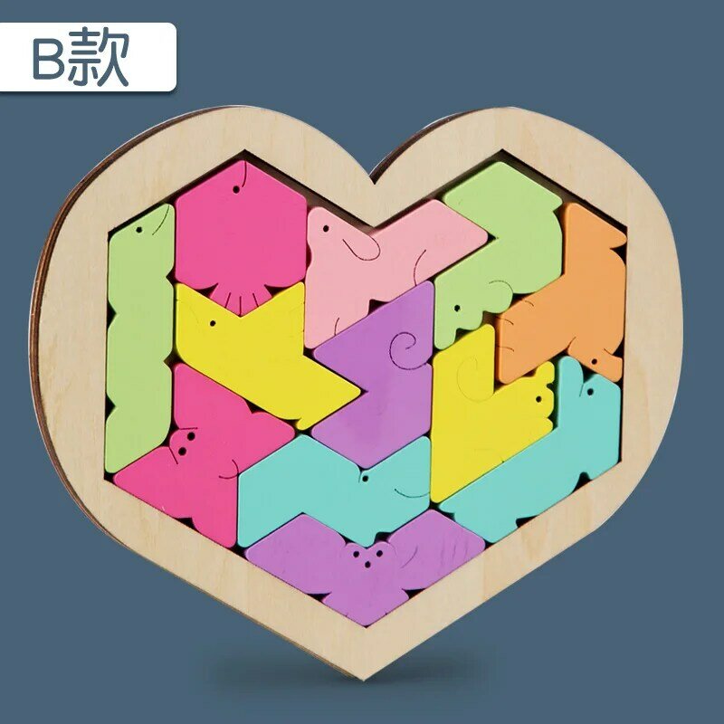 Wooden Love Puzzle Blocks Multiple Language Puzzle Toys for Children's Puzzle Toys Birthday Gifts for Boys and Girls