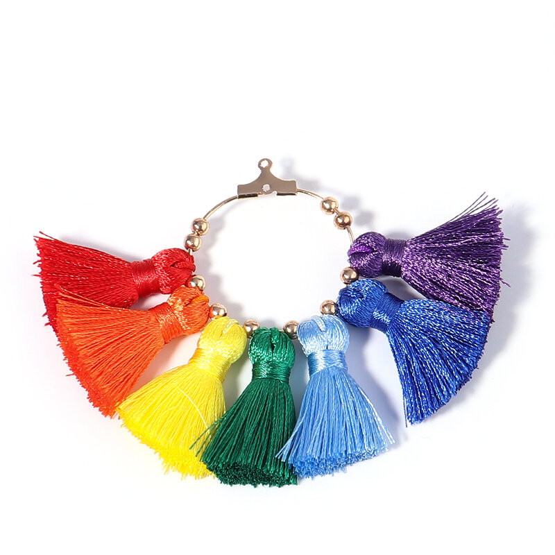 Boucles d'oreilles rondes colorées pour femmes, 2 pièces/lot, 7x5cm, pendentif pour bijoux, bricolage, bohème, vente en gros