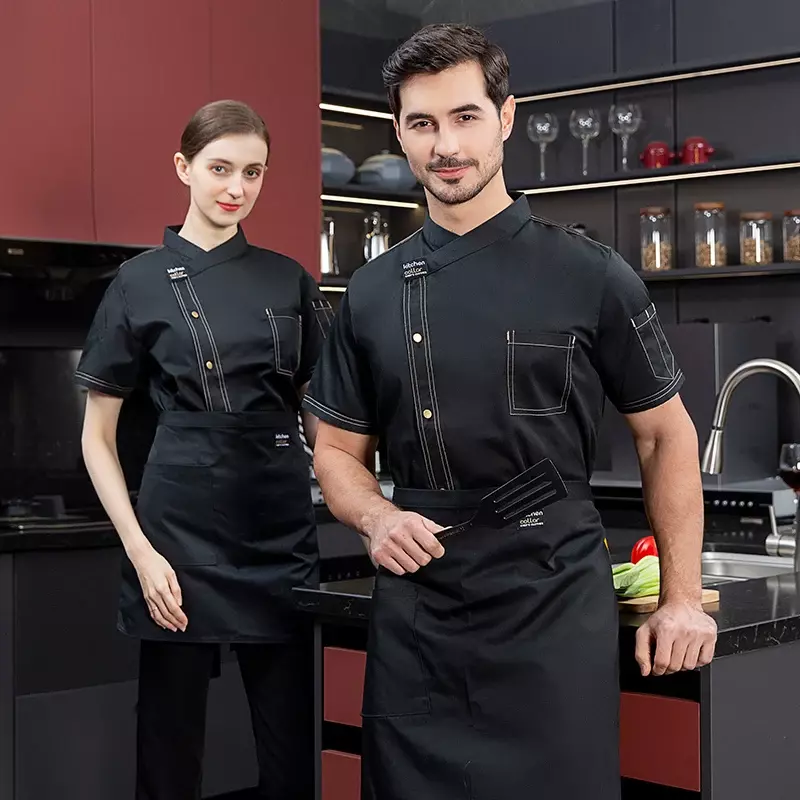 Chaqueta Unisex para Chef de cocina, uniforme de Catering, restaurante, Hotel, camisa de ropa para hombre