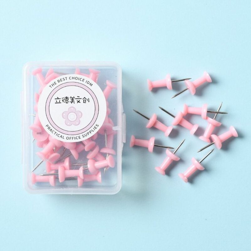 1 Box Portable Colorful Pushpin Thumbtac Simple Macaron Color Board Push Pin Durable Plastic Small Pushpins