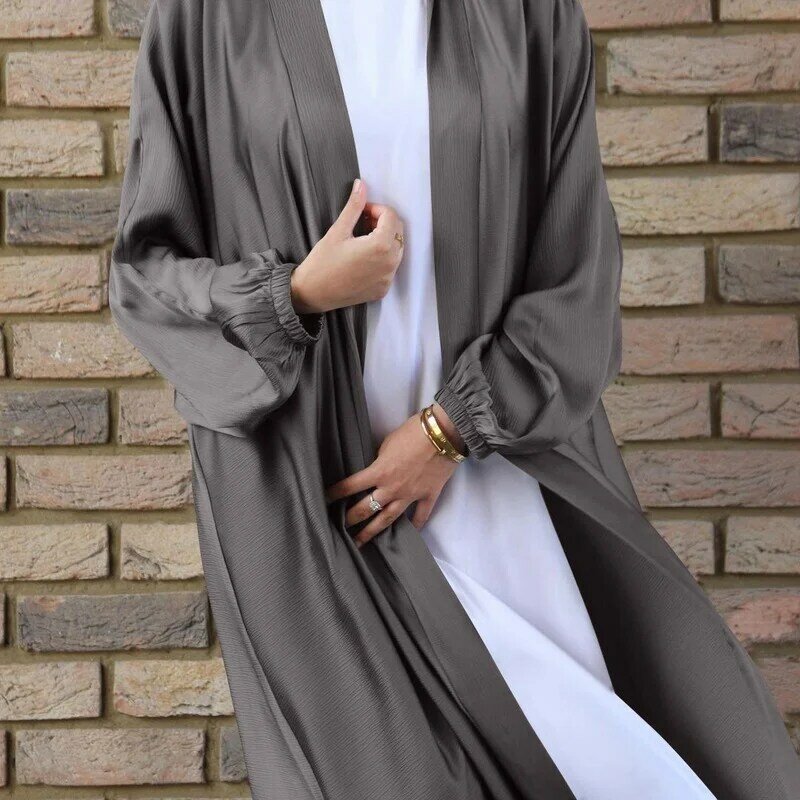 Рамадан, мусульманское платье, Повседневный Кардиган, абайя для женщин, с рукавами на шнуровке, модное женское платье с поясом для Дубая, Марокко