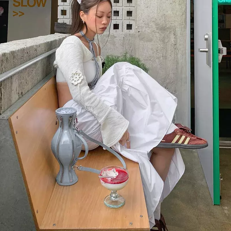 TARUXY-Falda larga de pastel blanco para mujer, falda de cintura alta con cordones, línea A, cremallera, pliegues sueltos, dulce falda de moda femenina