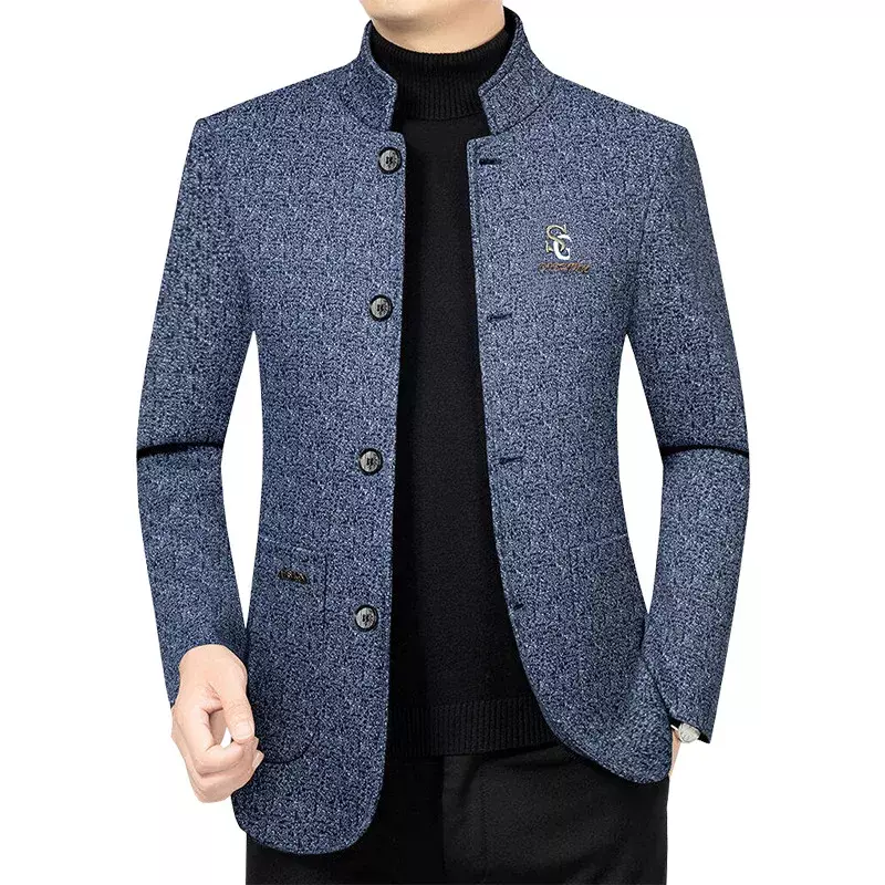 남성용 스탠드업 칼라 비즈니스 블레이저 재킷, 남성용 캐주얼 정장 코트, 하이 퀄리티 재킷, 4XL, 용수철, 가을, 신상