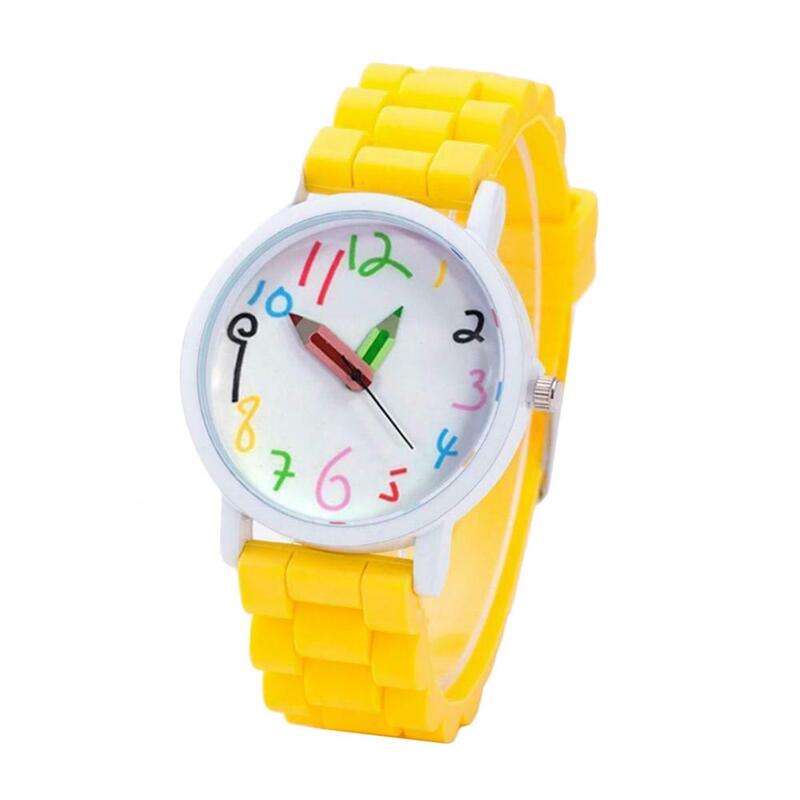 Jam tangan anak-anak, jam tangan gelang kuarsa Analog tali silikon Dial bulat kartun lucu sederhana baru 2024 untuk hadiah