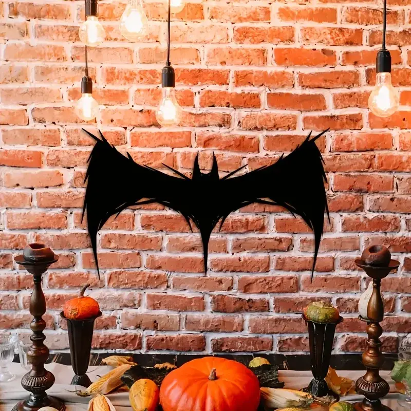 Mur de chauve-souris noire en métal et fer pour Halloween, décoration artistique pour la maison, fête, escales festives