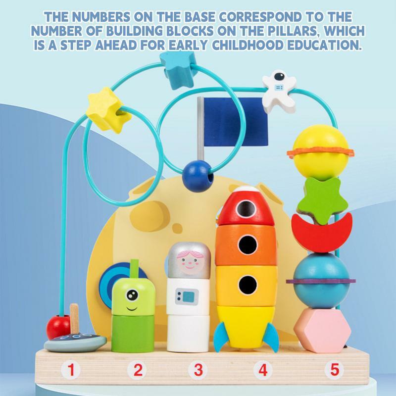 Koralik zabawka labirynt sekwencjonowanie klocki nakładane kolorowe koraliki Montessori kosmiczny koralik labirynt edukacyjne zabawki do zabawki edukacyjne w wieku przedszkolnym