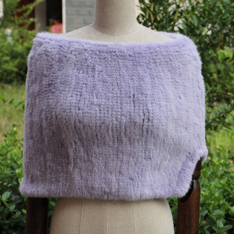 Норковый мех травяной тканый шарф женский утолщенный плотный вязаный пуловер для шеи головной платок