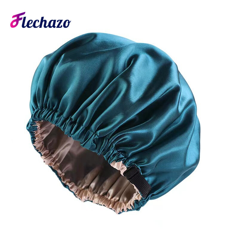 Bonnet cetim de seda ajustável para dormir e proteção do cabelo, capa de cetim de camada dupla para cabelos encaracolados e naturais, 9 cores fashion