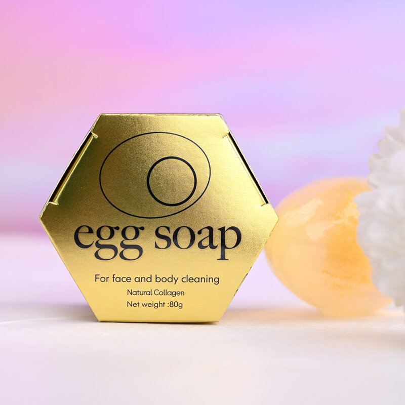 Jabón de huevo de colágeno orgánico Natural, barra de jabón de baño hecha a mano con colágeno, 80g, Savon, Eclaircissant Sabun