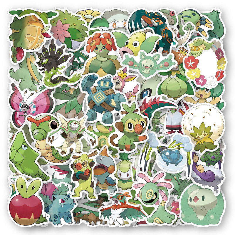 10/30/60 pçs anime estilo verde pokemon adesivos crianças brinquedo presente decoração diy portátil mala telefone skate carro graffiti decalques