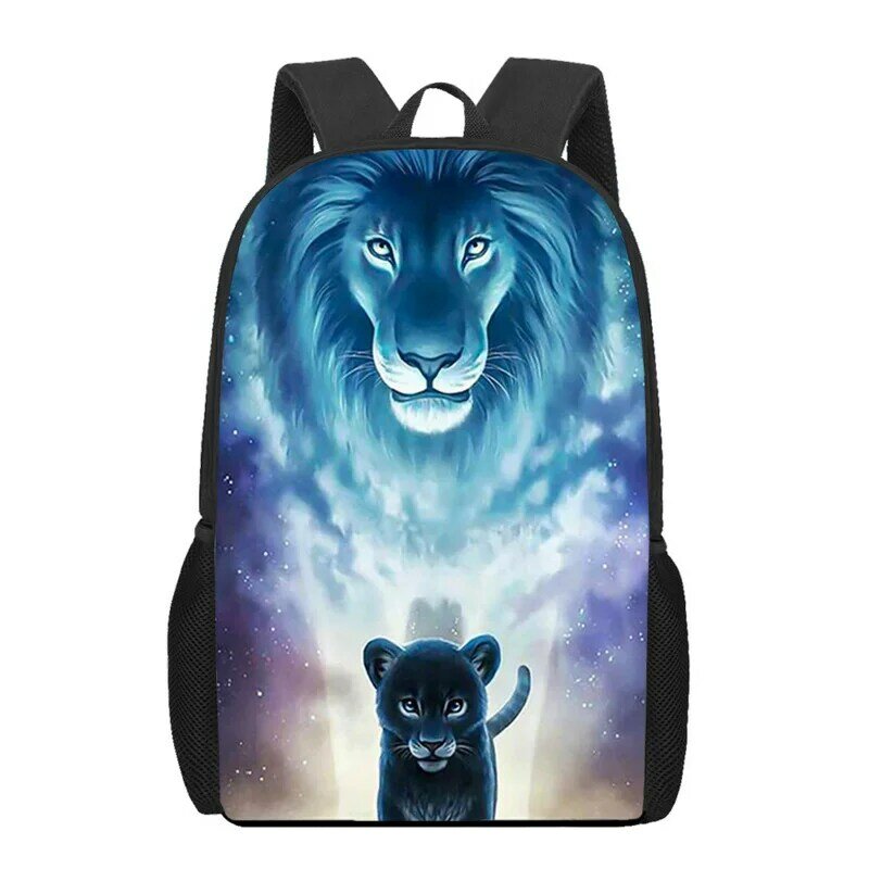 Свирепый рюкзак с иллюстрацией льва, Студенческая сумка для книг для девочек и мальчиков, Детский Повседневный Рюкзак для подростков, повседневный рюкзак, дорожный рюкзак